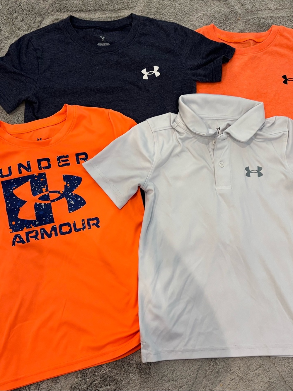 Under Armour Kids Short Sleeve Tees & Polo - Bright Orange, Navy & Light Gray